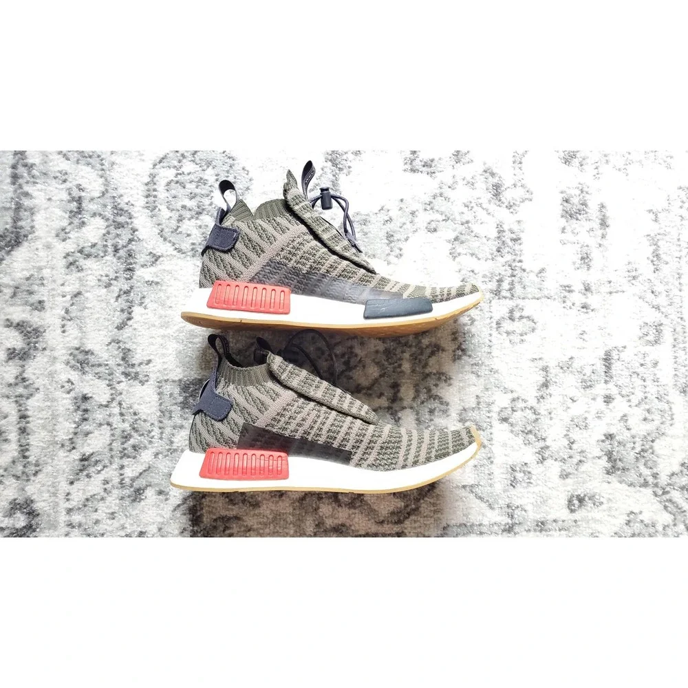 Adidas NMD TS1 Primeknit Shoes Night Cargo Base Green Black Sneakers Men's Sz 10 - Picture 4 of 11